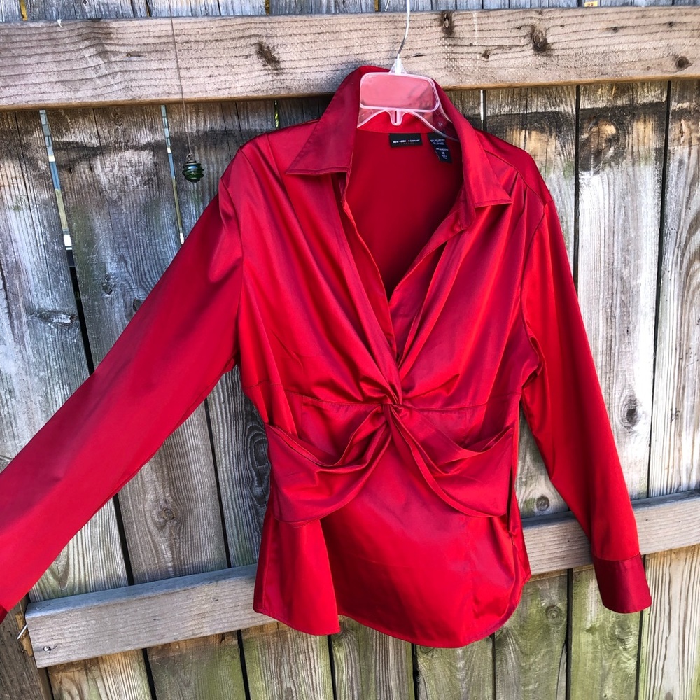 Womens Red Satin Blouse NY&C size 18